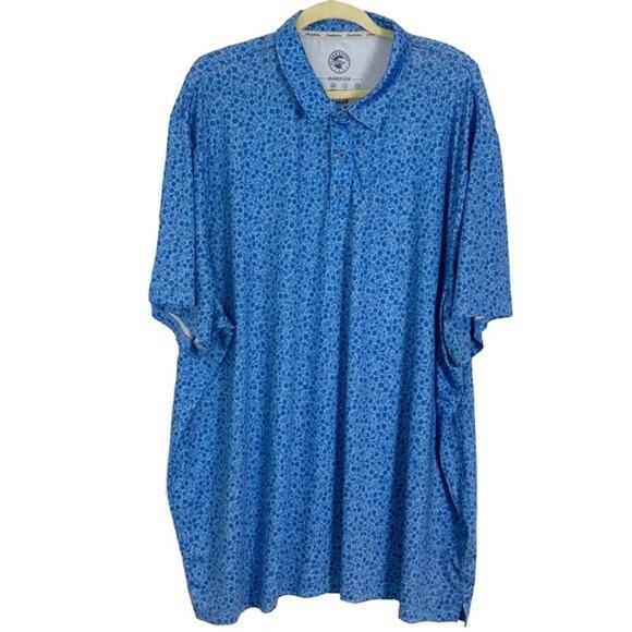 NWOT FLAG&ANTHEM MADEFLEX Polo Shirt 3XL Blue Floral Short-Sleeve Stretch “MVP” - Picture 2 of 4